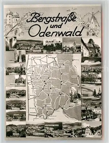 AK / Ansichtskarte Odenwald Bergstarsse Panoramakarte