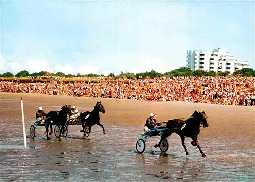 AK / Ansichtskarte Duhnen Nordsee Trabrennen auf dem Meeresgrund Pferdesport Nordseeheilbad Kat. Cuxhaven