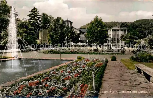 AK / Ansichtskarte Bad Muenster Stein Ebernburg Kurpark mit Kurhaus Fontaene Kat. Bad Muenster am Stein Ebernburg