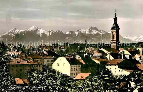 AK / Ansichtskarte Traunstein Oberbayern Ortsansicht mit Kirche Bayerische Alpen Kat. Traunstein