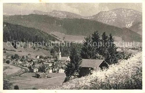 AK / Ansichtskarte Oberstaufen mit Hochgrat und Rindalphorn Kat. Oberstaufen