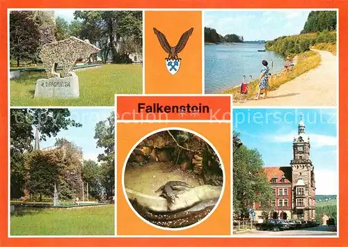 AK / Ansichtskarte Falkenstein Vogtland Schlossfelsen Talspere Schlossfelsen Tirpark Krokodil  Kat. Falkenstein Vogtland