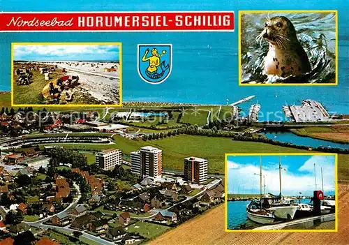 AK / Ansichtskarte Schillig Horumersiel Robbe Fliegeraufnahme Strand  Hafen Kat. Horumersiel Wangerland