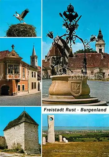 AK / Ansichtskarte Rust Burgenland Storchennest Pfarrkirche Buergerhaus Pulverturm Hauptplatz  Kat. Rust