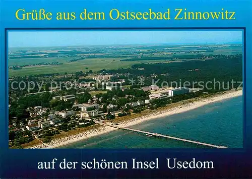 AK / Ansichtskarte Zinnowitz Ostseebad Fliegeraufnahme Strand