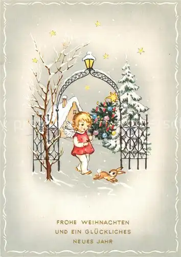 AK / Ansichtskarte Weihnachten Neujahr Engel Hase Weihnachtsbaum  Kat. Greetings
