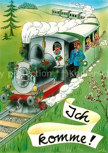 AK / Ansichtskarte Lokomotive Eisenbahn Lokfuehrer Schaffner  Kat. Eisenbahn