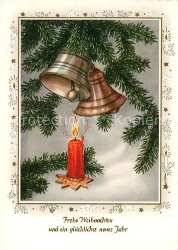 AK / Ansichtskarte Weihnachten Neujahr Kirchenglocken Kerze  Kat. Greetings