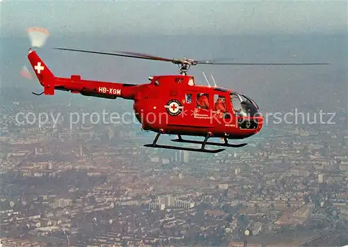 AK / Ansichtskarte Hubschrauber Helikopter Rettungshelikopter Typ Boelkow BO 105 CBS Schweiz  Kat. Flug