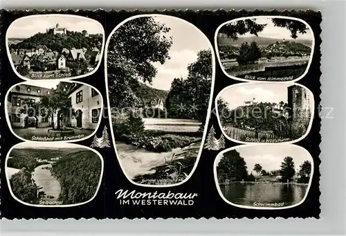 AK / Ansichtskarte Montabaur Westerwald Schloss Gelbachtal Schwimmbad Wolfsturm  Kat. Montabaur