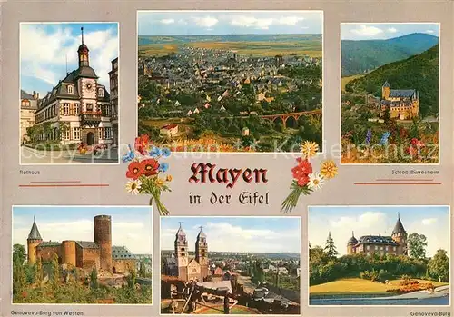 AK / Ansichtskarte Mayen Rathaus Panorama Gonoveva Burg Schlos Buerresheim Kat. Mayen