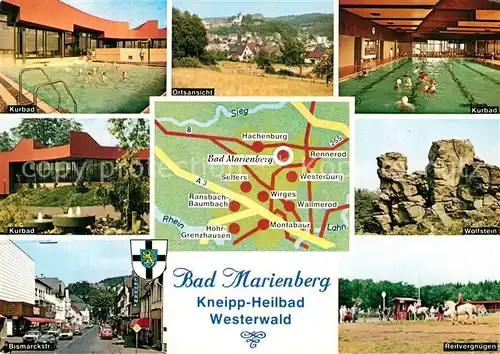 AK / Ansichtskarte Bad Marienberg Kurbad Teilansicht Bismarckstrasse Reiter Landkarte 