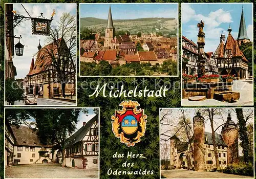 AK / Ansichtskarte Michelstadt Teilansicht Kirche Schloss Innenhof  Kat. Michelstadt