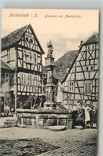 AK / Ansichtskarte Michelstadt Brunnen Marktplatz Kat. Michelstadt