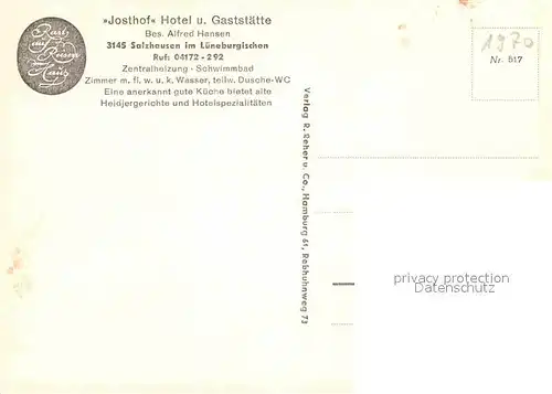 AK / Ansichtskarte Salzhausen Lueneburger Heide Josthof Hotel Gaststaette Kat. Salzhausen