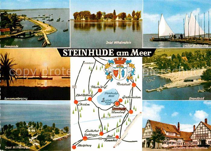 Ak Ansichtskarte Steinhude Meer Promenade Sonnenuntergang