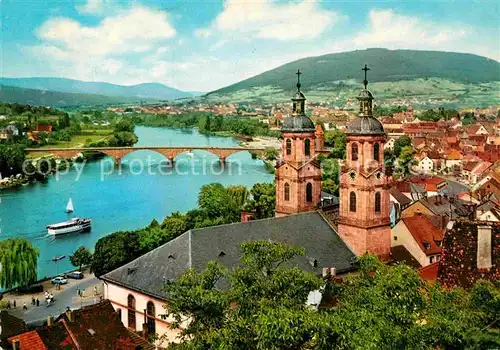 AK / Ansichtskarte Miltenberg Main Stadtpanorama mit Mainbruecke Kirche Kat. Miltenberg