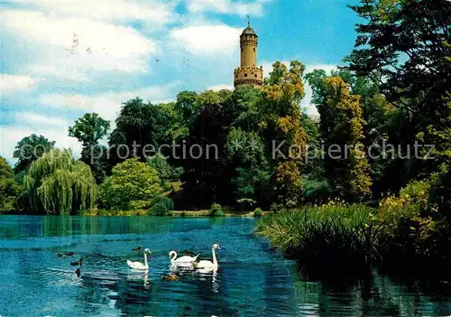 AK / Ansichtskarte Bad Homburg Schlossweiher mit Weissem Turm Schwaene Kat. Bad Homburg v.d. Hoehe