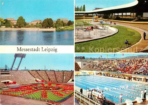 AK / Ansichtskarte Leipzig Blick vom Elsterbecken zur Deutschen Hochschule fuer Koerperkultur Zentralstadion Schwimmstadion Kat. Leipzig