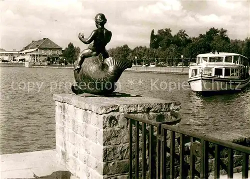 AK / Ansichtskarte Hannover Maschsee Gaststaette Skulptur Fahrgastschiff Kat. Hannover