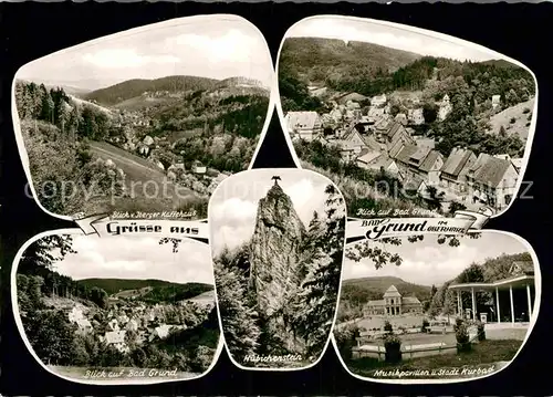 AK / Ansichtskarte Bad Grund Blick Iberger Kaffeehaus Panorama Huebichenstein Musikpavillon Stadt Kurbad Kat. Bad Grund (Harz)