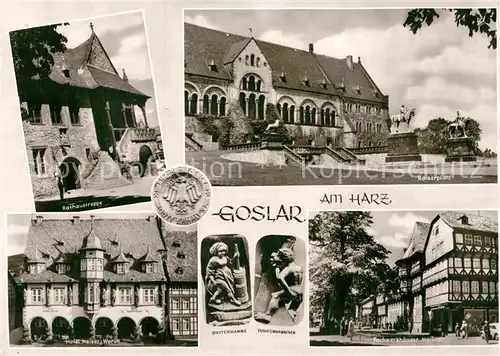 AK / Ansichtskarte Goslar Rathaustreppe Kaiserpfalz Hotel Kaiser Worth Butterhanne Fachwerkhaeuser Marktstr Kat. Goslar