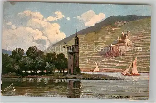 AK / Ansichtskarte Bingen Rhein Maeuseturm Kuenstlerkarte Verlag Oilette Nr. 678 B Kat. Bingen am Rhein