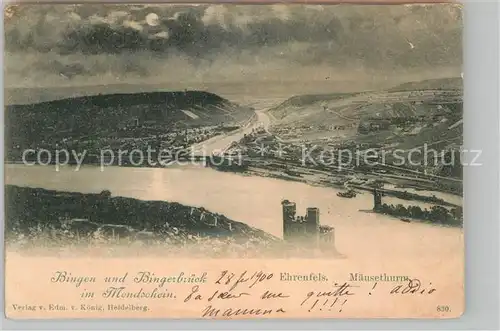 AK / Ansichtskarte Bingen Rhein Bingerbrueck Ehrenfels Maeuseturm  Kat. Bingen am Rhein