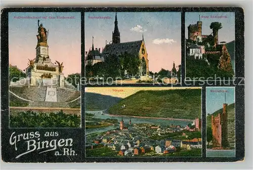 AK / Ansichtskarte Bingen Rhein Nationaldenkmal Rochuskapelle Burg Rheinstein Maeuseturm  Kat. Bingen am Rhein