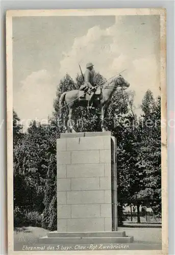 AK / Ansichtskarte Zweibruecken Ehrenmal 5. Bayrisches Chevauxlegers Regiment Kat. Zweibruecken