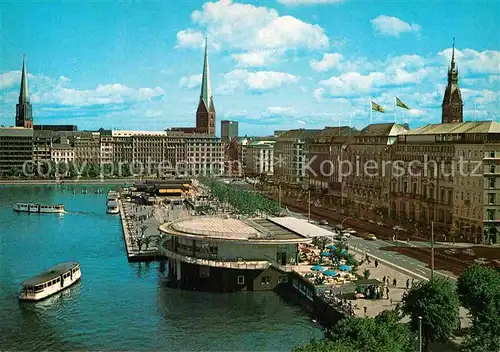 AK / Ansichtskarte Hamburg Jungfernstieg mit Jacobikirche Petrikirche Rathausturm Alsterpavillon Kat. Hamburg
