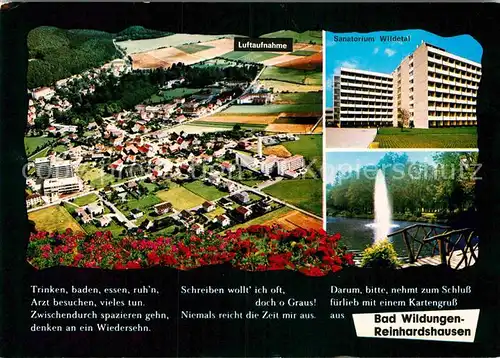 AK / Ansichtskarte Reinhardshausen Fliegeraufnahme Sanatorium Wildetal  Kat. Bad Wildungen