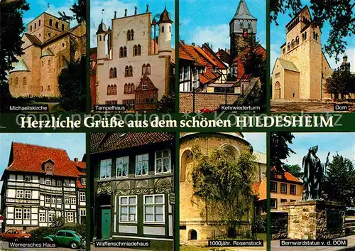 AK / Ansichtskarte Hildesheim Michaeliskirche Tempelhaus Dom Wernersches Haus Kat. Hildesheim
