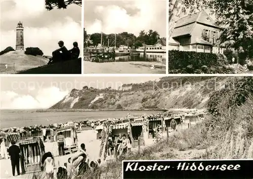 AK / Ansichtskarte Insel Hiddensee Leuchtturm Hafen von Kloster Gerhart Hauptmann Gedenkstaette Kat. Insel Hiddensee