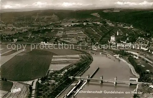 AK / Ansichtskarte Gundelsheim Neckar Fliegeraufnahme Kraftwerk
