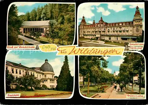 AK / Ansichtskarte Bad Wildungen Wandelhalle Badehotel Kurpark Brunnenallee Sanatorium Fuerstenhof Kat. Bad Wildungen