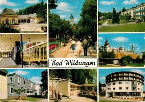 AK / Ansichtskarte Bad Wildungen Wandelhalle Kurpark Sanatorium Fuerstenhof Kurhaus Kat. Bad Wildungen