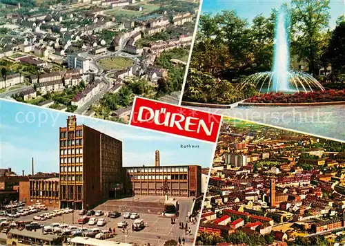 AK / Ansichtskarte Dueren Rheinland Fliegeraufnahme Fontaene Rathaus Kat. Dueren