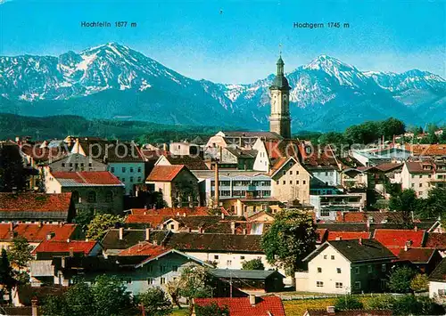 AK / Ansichtskarte Traunstein Oberbayern Ortsansicht mit Kirche Luftkurort Wintersportplatz Bayerische Alpen Kat. Traunstein