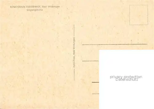 AK / Ansichtskarte Bad Wildungen Eingangshalle Sanatorium Fuerstenhof Kat. Bad Wildungen