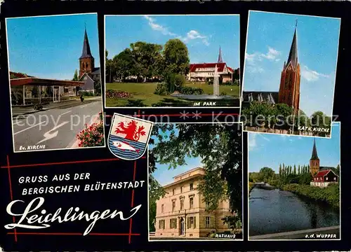 AK / Ansichtskarte Leichlingen Rheinland Katolische evangelische Kirche Rathaus  Kat. Leichlingen (Rheinland)