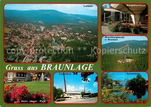 AK / Ansichtskarte Braunlage Fliegeraufnahme Kurgastzentrum Wurmbergbaude Brocken Kat. Braunlage Harz