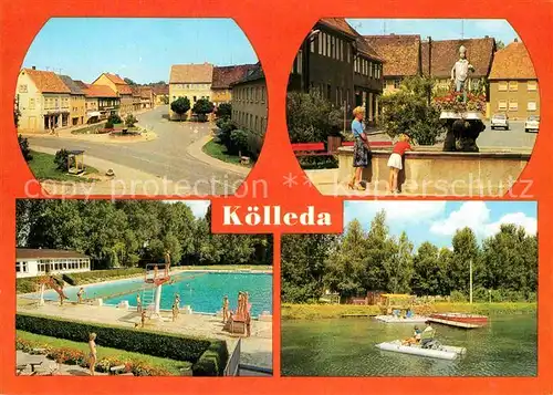 AK / Ansichtskarte Koelleda Markt Wipertusbrunnen Bad Gondelteich Kat. Koelleda