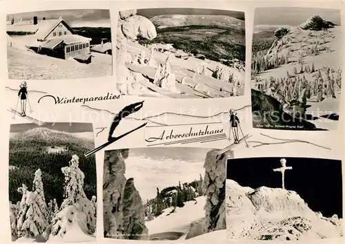 AK / Ansichtskarte Arberschutzhaus Sessellift Bergstation Richard Wagner Kopf Gipfelkreuz Kat. Grosser Arber Bayerisch Eisenstein