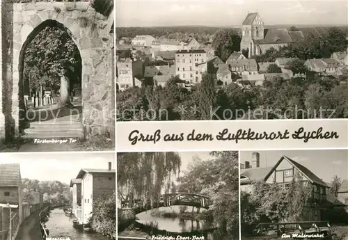 AK / Ansichtskarte Lychen Fuerstenberger Tor Friedrich Ebert Park Muehlbach Malerwinkel  Kat. Lychen