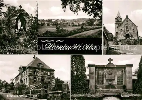 AK / Ansichtskarte Hornbach Wallduern Kirche Grotte Schul  und  Rathaus Denkmal Kat. Wallduern