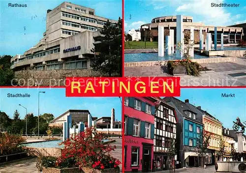 AK / Ansichtskarte Ratingen Rathaus Stadttheater Markt Stadthalle Wasserspiele Kat. Ratingen