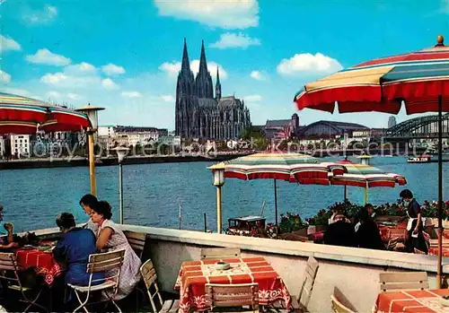 AK / Ansichtskarte Koeln Rhein Rhein Restaurant Terrasse Blick zum Dom Kat. Koeln