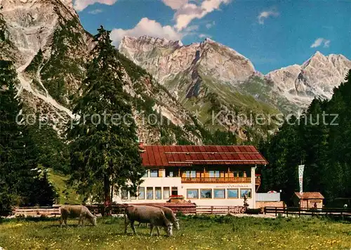 AK / Ansichtskarte Oytal Oytalhaus mit Schneck Himmelhorn Grosser Wilder Allgaeuer Alpen Kuehe Kat. Oberstdorf
