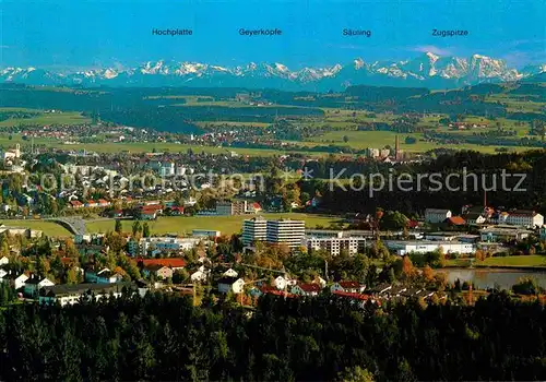 AK / Ansichtskarte Kempten Allgaeu Panorama Blick vom Mariaberg Alpenpanorama Kat. Kempten (Allgaeu)